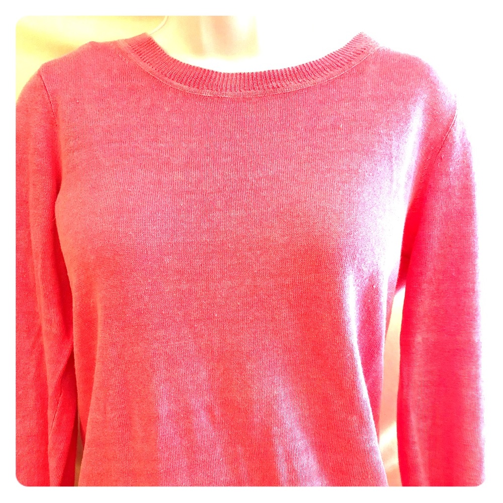 Crew muted neon pink linen sweater